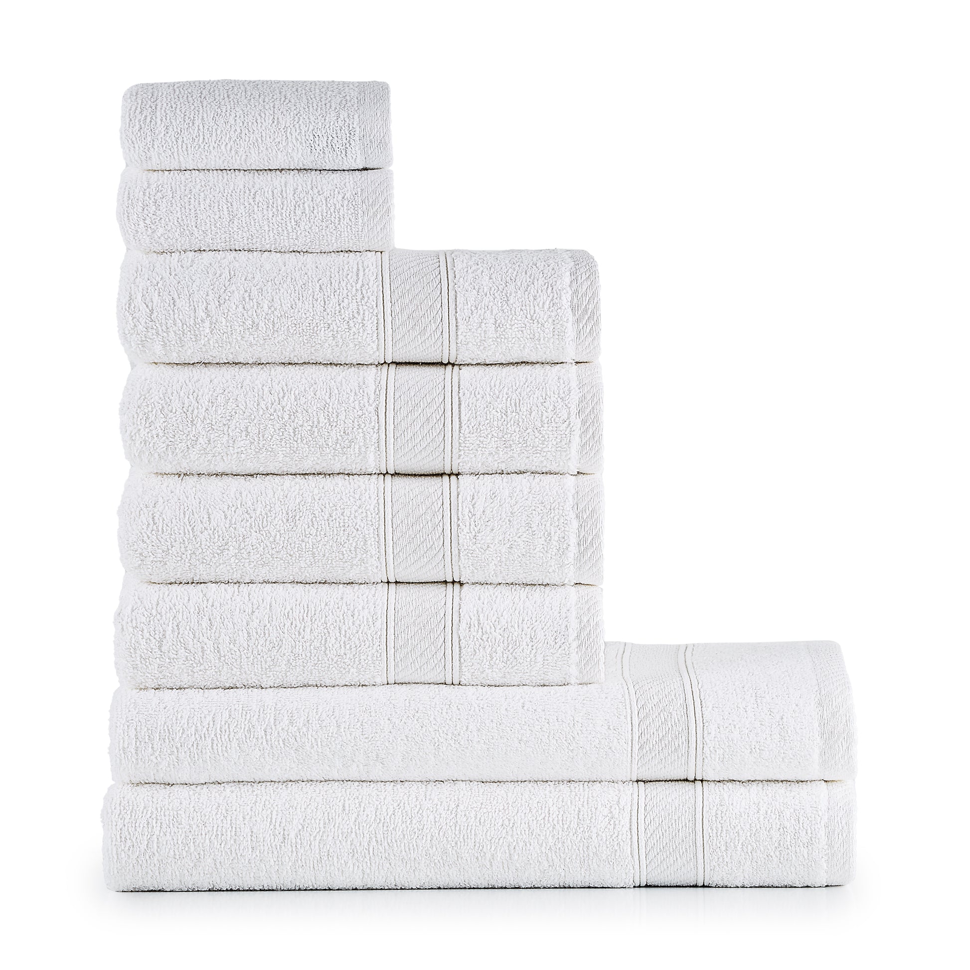 Handtücher Set Weiß 8-TLG: Luxus Duschhandtücher aus 100% Baumwolle