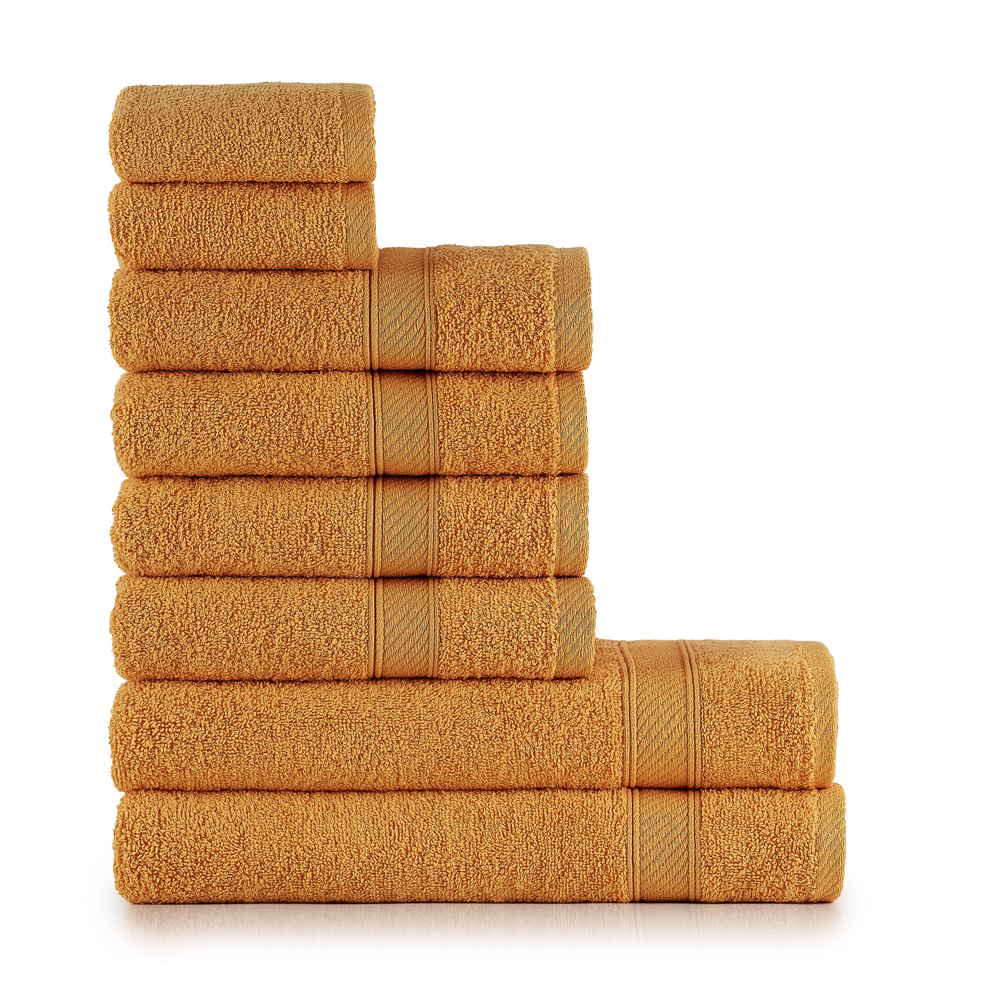 Handtücher Set Orange 8-teilig - Hochwertige, saugfähige und weiche  Duschhandtücher aus 100% Baumwolle